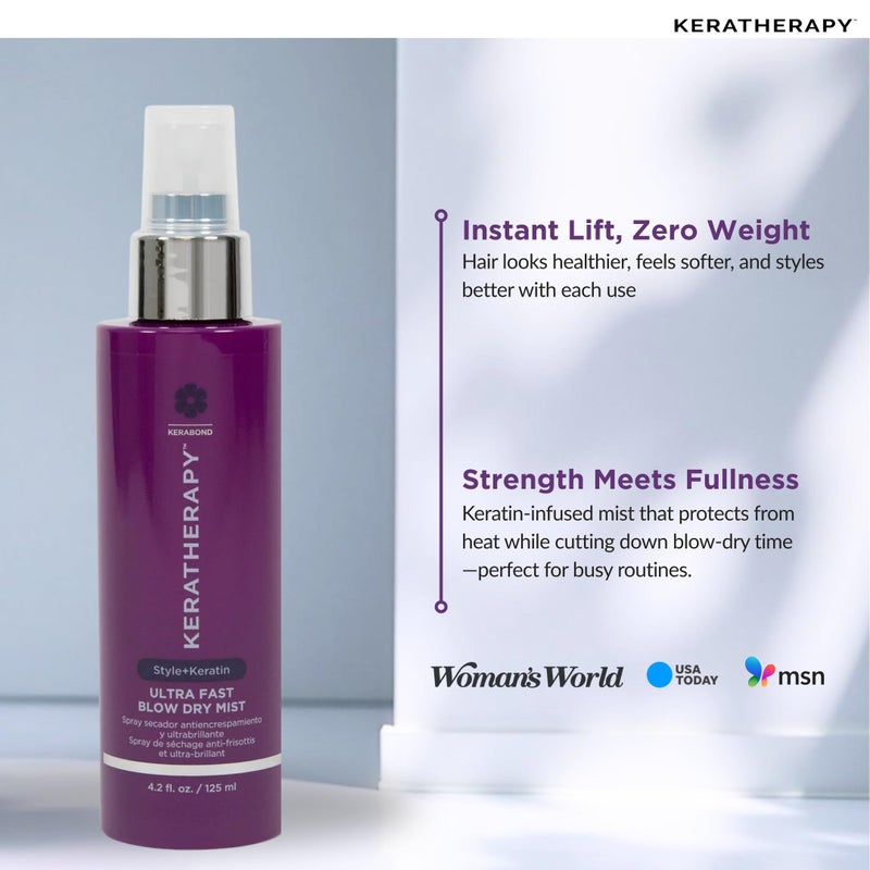 KERATHERAPY Ultra Fast Blow Dry Mist Perfect Blowout for Hair, 4.2 fl. oz., 125 ml â€“ Keratin Infused Blow Dry Spray for Styling & Frizz-free Styling - Image 4
